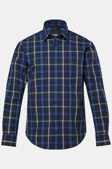 JP1880 Checked Shirt Long Sleeve Kent Collar Anthracite - Särgid - Meeste suured särgid 2XL – 8XL