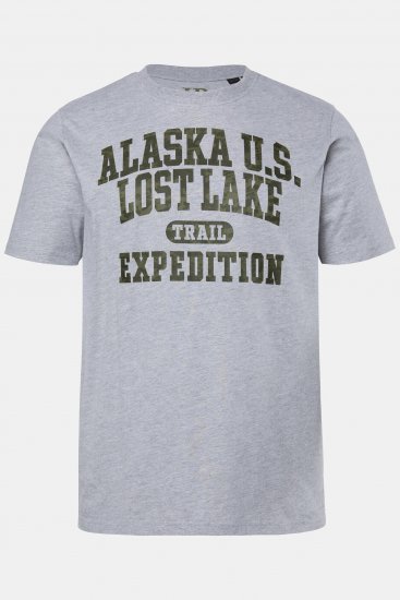 JP1880 T-shirt Short Sleeve Chest Print Grey Melange - T-särgid - Suured T-särgid 2XL – 14XL