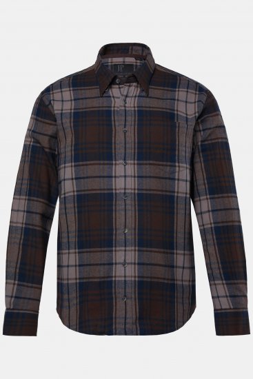JP1880 Shirt Flannel Long Sleeve Brown TALL - MEESTERIIDED MT-6XLT - Pikad meeste riided