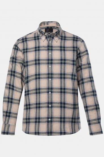 JP1880 Checked Flannel Shirt Long Sleeve Dark Dusty Pink - Särgid - Meeste suured särgid 2XL – 8XL