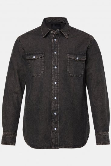 JP1880 Denim Shirt Flexnamic Dark Brown - Särgid - Meeste suured särgid 2XL – 8XL
