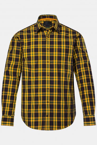 JP1880 Checked Shirt Long Sleeve Kent Collar Curry - Särgid - Meeste suured särgid 2XL – 8XL