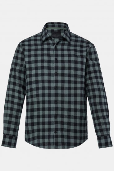 JP1880 Checked Flannel Shirt Long Sleeve Eucalyptus Green - Särgid - Meeste suured särgid 2XL – 8XL