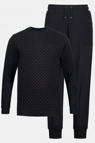 JP1880 Two-piece Pajama Belly Fit Long Sleeve Long Pants Black TALL - MEESTERIIDED MT-6XLT - Pikad meeste riided