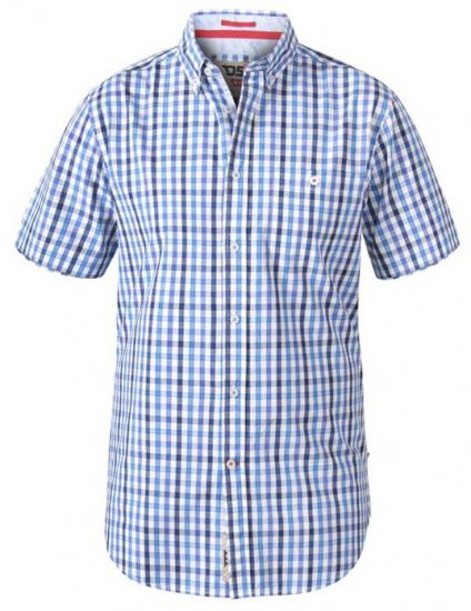 D555 Rowling Blue Gingham Short Sleeve Shirt - Särgid - Meeste suured särgid 2XL – 8XL