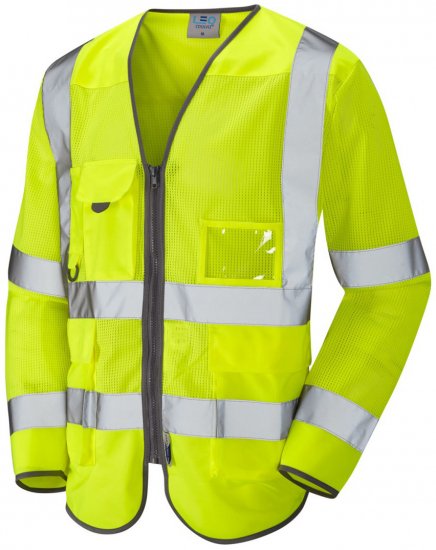 Leo Burrington Coolviz Superior Long Sleeve Waistcoat Hi-Vis Yellow - Tööriided - Suured tööriided