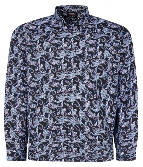Espionage SH459 Paisley Pikkade varrukatega särk tumesinine/print - Särgid - Meeste suured särgid 2XL – 8XL