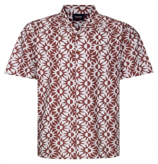 Espionage SH466 Abstract Sun Mustriga särk ecru/punane - Särgid - Meeste suured särgid 2XL – 8XL