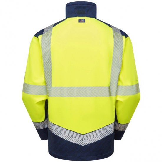 Leo Bowden Ecoviz Softshell Jacket Hi-Vis Yellow/Navy Print - Tööriided - Suured tööriided