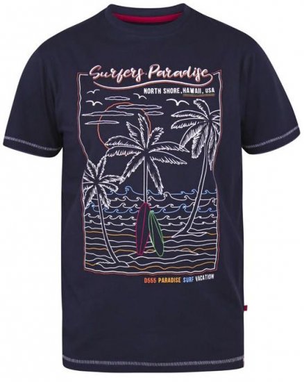 D555 Stewart Surfer'S Paradise Crew Neck T-Shirt Navy - T-särgid - Suured T-särgid 2XL – 14XL