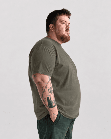 Motley Denim Stockholm T-shirt Dark Khaki - T-särgid - Suured T-särgid 2XL – 14XL