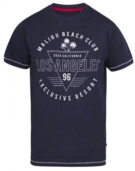 D555 Stoke Los Angeles Beach Printed T-Shirt Navy - T-särgid - Suured T-särgid 2XL – 14XL