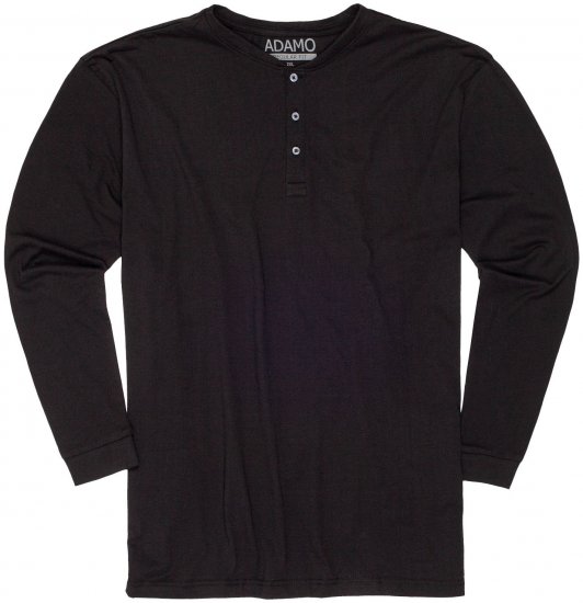 Adamo Sven Regular fit Serafino Long sleeve T-shirt Black - T-särgid - Suured T-särgid 2XL – 14XL