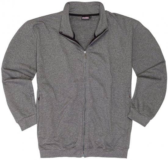 Adamo Athen Sweat Jacket with Full Zipper Grey - Sviitrid ja dressipluusid - Meeste suured kapuutsiga jakid suurustes 2XL – 14XL