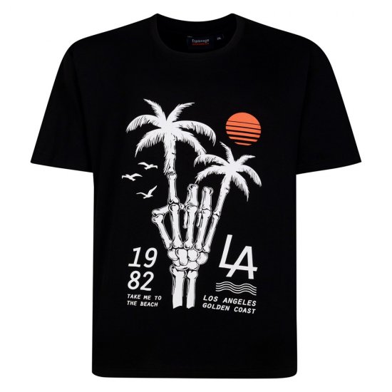 Espionage T448 skeleton palm trükiga t-särk must - T-särgid - Suured T-särgid 2XL – 14XL