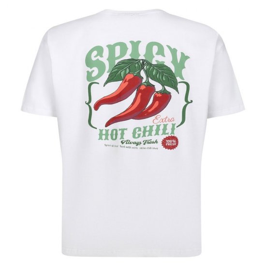 Espionage T457 Spicy Chilli Trükitud T-särk valge - T-särgid - Suured T-särgid 2XL – 14XL