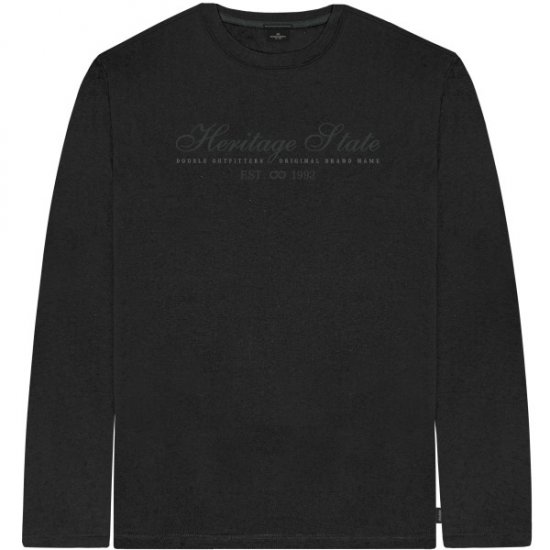 Double Outfitters TS-9171 Long Sleeve T-Shirt Embroidered Black - T-särgid - Suured T-särgid 2XL – 14XL