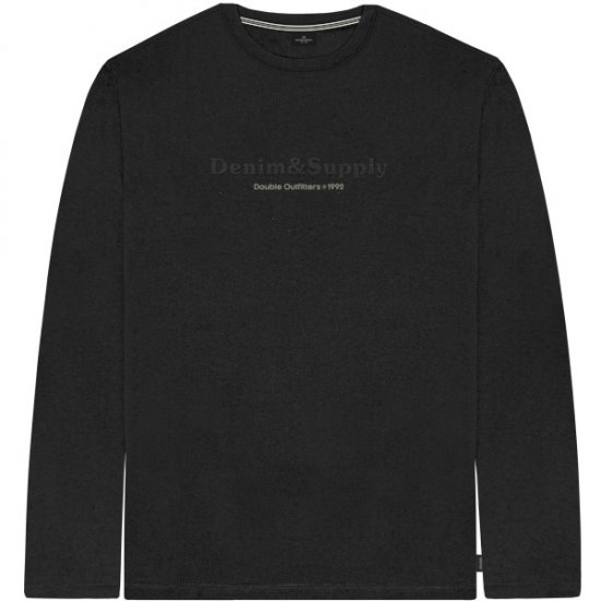 Double Outfitters TS-9173 Long Sleeve T-Shirt Embossed Black - T-särgid - Suured T-särgid 2XL – 14XL