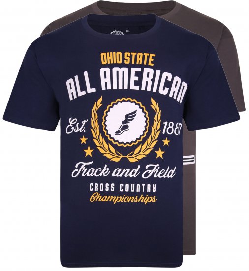 Kam Jeans 5329 Twin pack T-shirt Charcoal/Navy - T-särgid - Suured T-särgid 2XL – 14XL