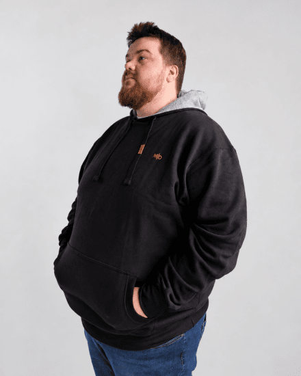 Motley Denim Riga Hoodie Black - Sviitrid ja dressipluusid - Meeste suured kapuutsiga jakid suurustes 2XL – 14XL