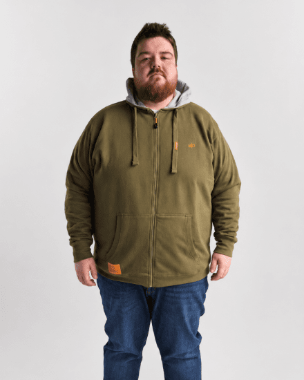 Motley Denim Copenhagen Hoodie Dark Khaki - Sviitrid ja dressipluusid - Meeste suured kapuutsiga jakid suurustes 2XL – 14XL