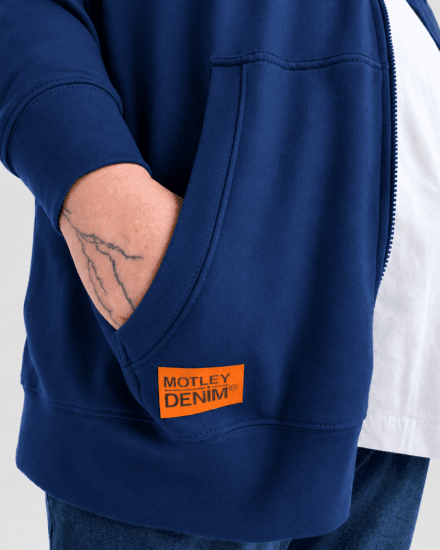 Motley Denim Copenhagen Hoodie Royal Blue - Sviitrid ja dressipluusid - Meeste suured kapuutsiga jakid suurustes 2XL – 14XL