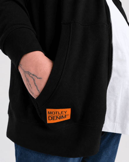 Motley Denim Copenhagen Hoodie Black - Sviitrid ja dressipluusid - Meeste suured kapuutsiga jakid suurustes 2XL – 14XL