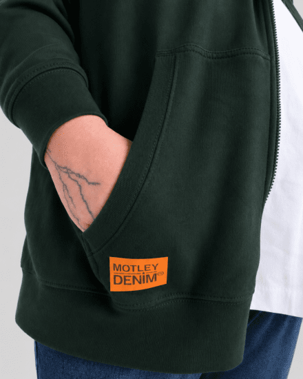 Motley Denim Copenhagen Hoodie Racing Green - Sviitrid ja dressipluusid - Meeste suured kapuutsiga jakid suurustes 2XL – 14XL