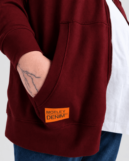 Motley Denim Copenhagen Hoodie Red - Sviitrid ja dressipluusid - Meeste suured kapuutsiga jakid suurustes 2XL – 14XL