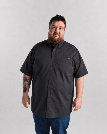 Motley Denim Zagreb Lühikeste Varrukatega Särk Tumehall - Särgid - Meeste suured särgid 2XL – 8XL