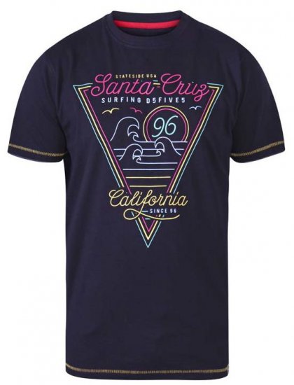 D555 Valley Santa Cruz Crew Neck Printed T-Shirt Black - T-särgid - Suured T-särgid 2XL – 14XL