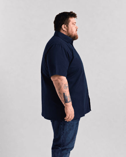 Motley Denim Zagreb Lühikeste Varrukatega Särk Tumesinine - Särgid - Meeste suured särgid 2XL – 8XL