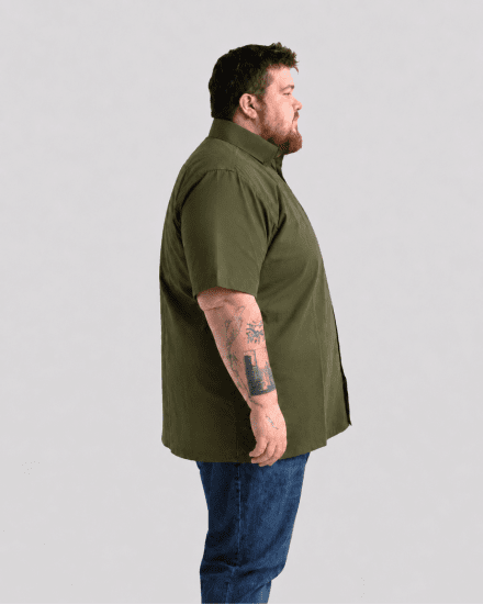 Motley Denim Zagreb Lühikeste Varrukatega Särk Tume khaki - Särgid - Meeste suured särgid 2XL – 8XL
