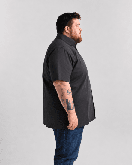 Motley Denim Zagreb Lühikeste Varrukatega Särk Tumehall - Särgid - Meeste suured särgid 2XL – 8XL