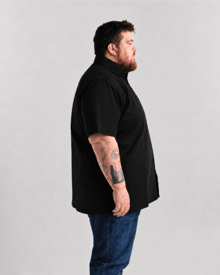 Motley Denim Zagreb Lühikeste Varrukatega Särk Must - Särgid - Meeste suured särgid 2XL – 8XL